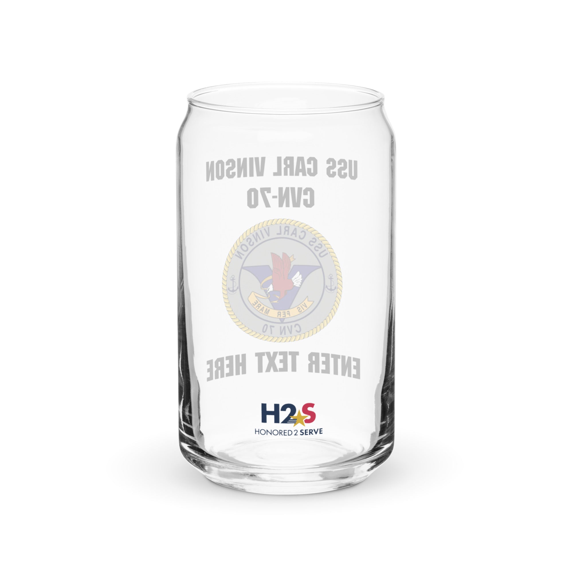 Customizable USS CARL VINSON Can-shaped glass