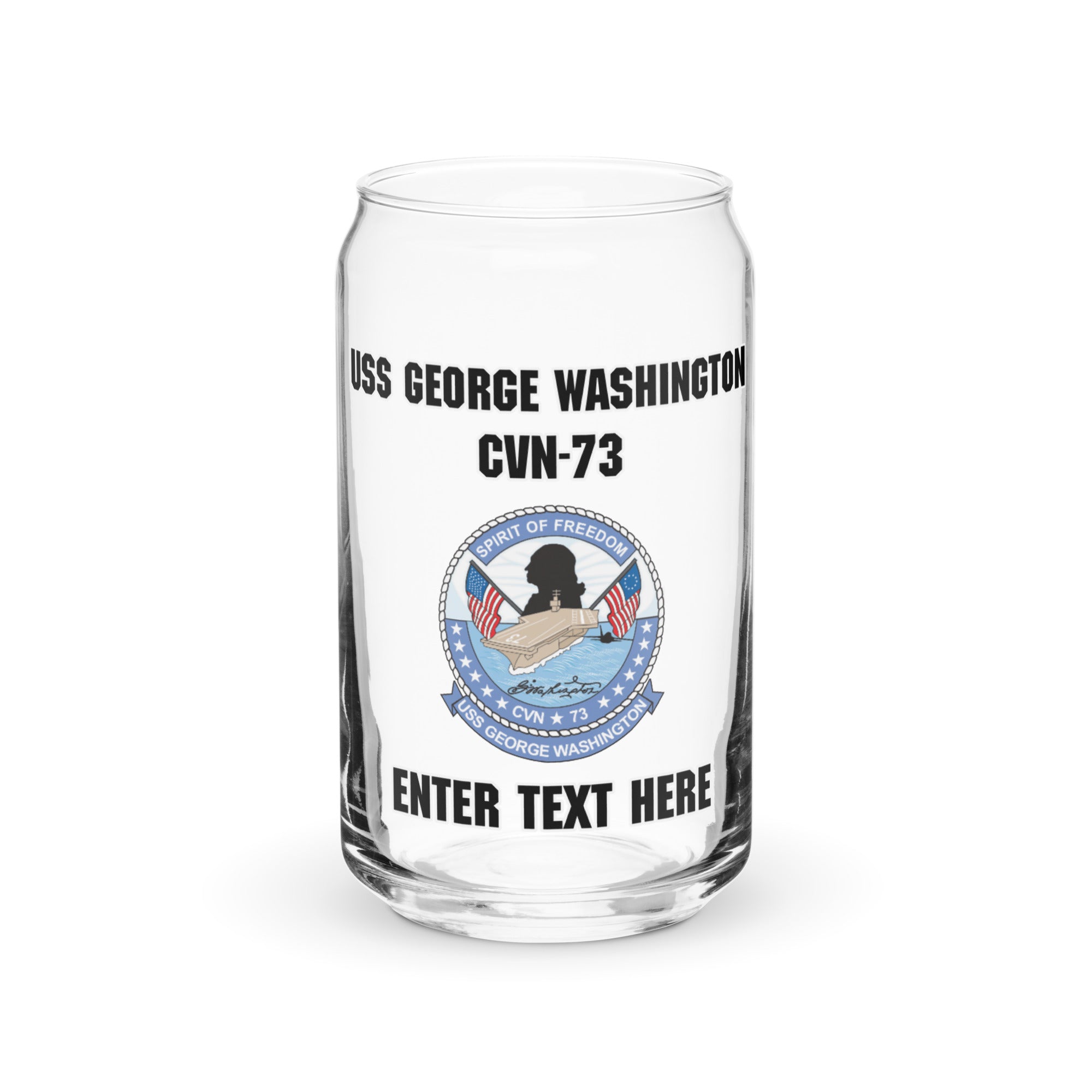 Customizable USS GEORGE WASHINGTON Can-shaped glass