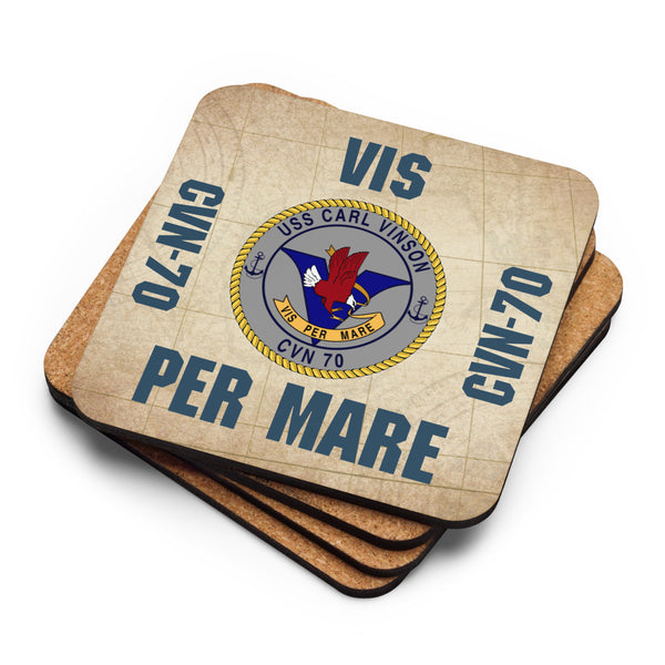 USS CARL VINSON Cork-back coaster