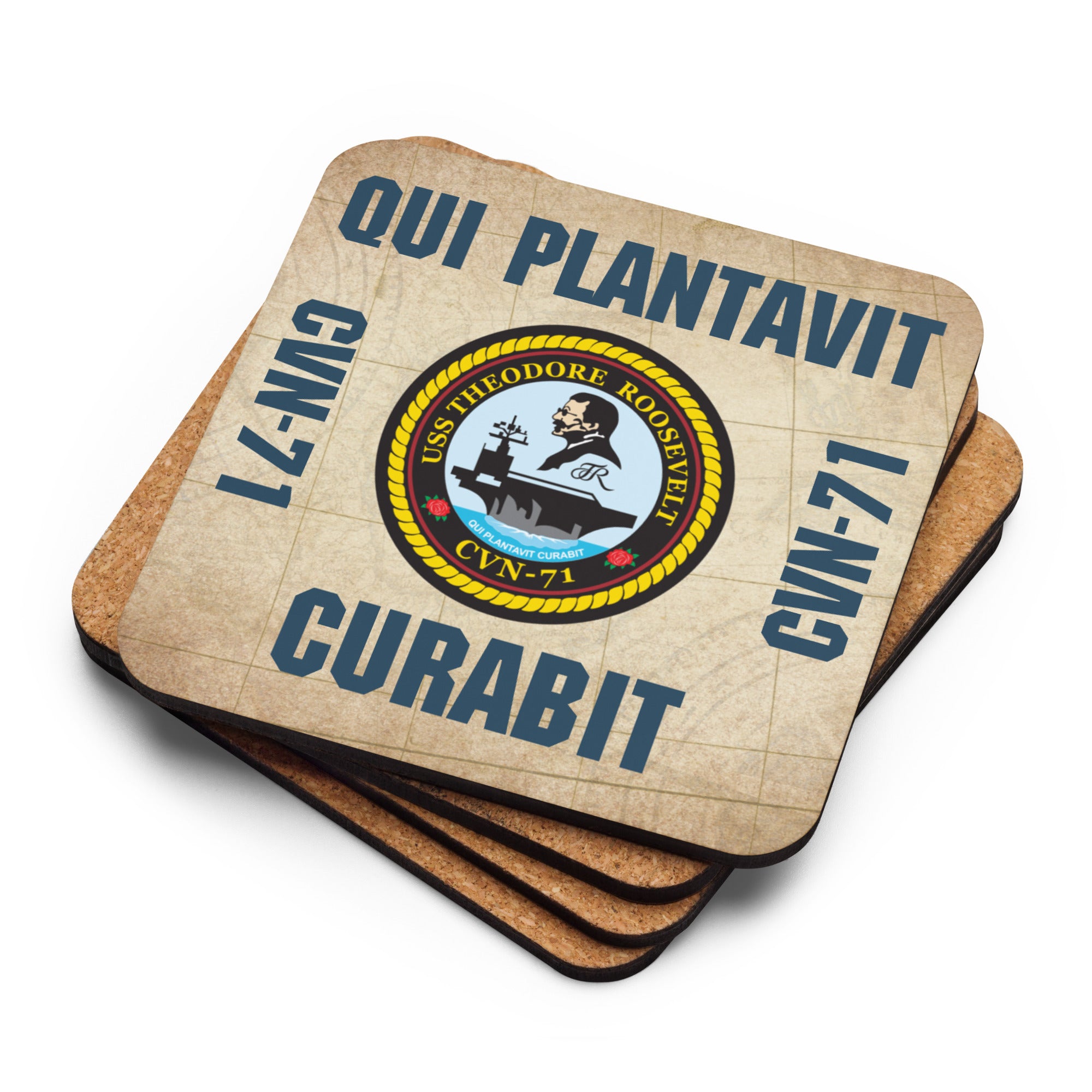 USS THEODORE ROOSEVELT Cork-back coaster