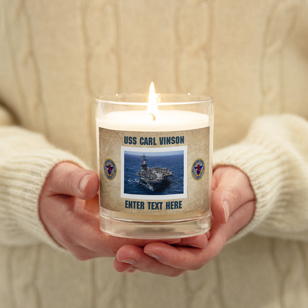 Customizable USS CARL VINSON Glass jar soy wax candle