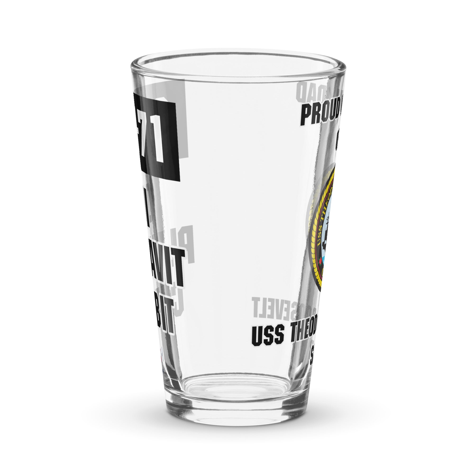 Customizable USS THEODORE ROOSEVELT Shaker pint glass