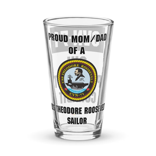 Customizable USS THEODORE ROOSEVELT Shaker pint glass