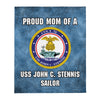 USS JOHN C. STENNIS Proud Mom Throw Blanket
