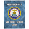 USS JOHN C. STENNIS Proud Mom Throw Blanket