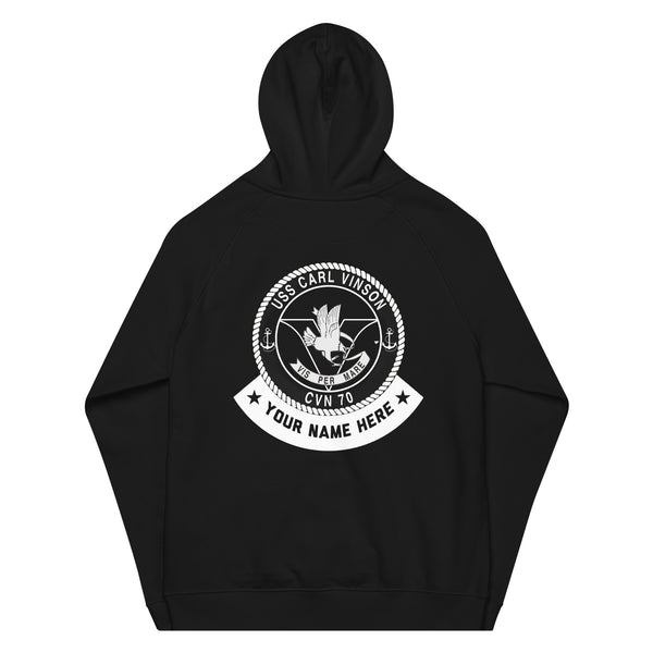 Customizable USS CARL VINSON Unisex eco raglan hoodie