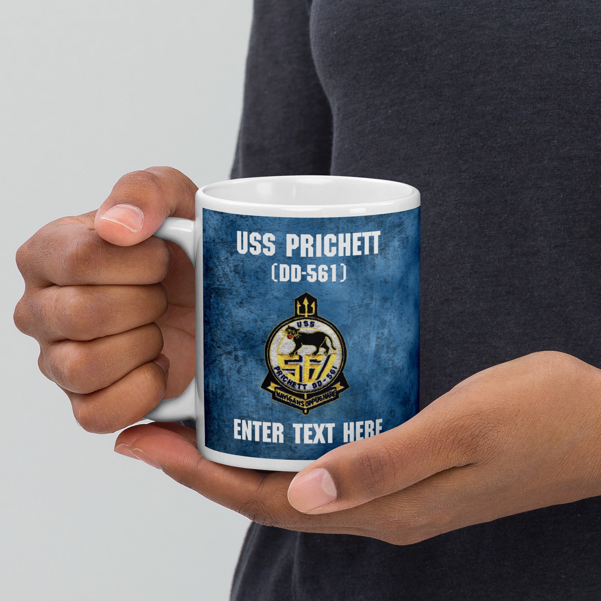 Customizable USS PRICHETT White glossy mug