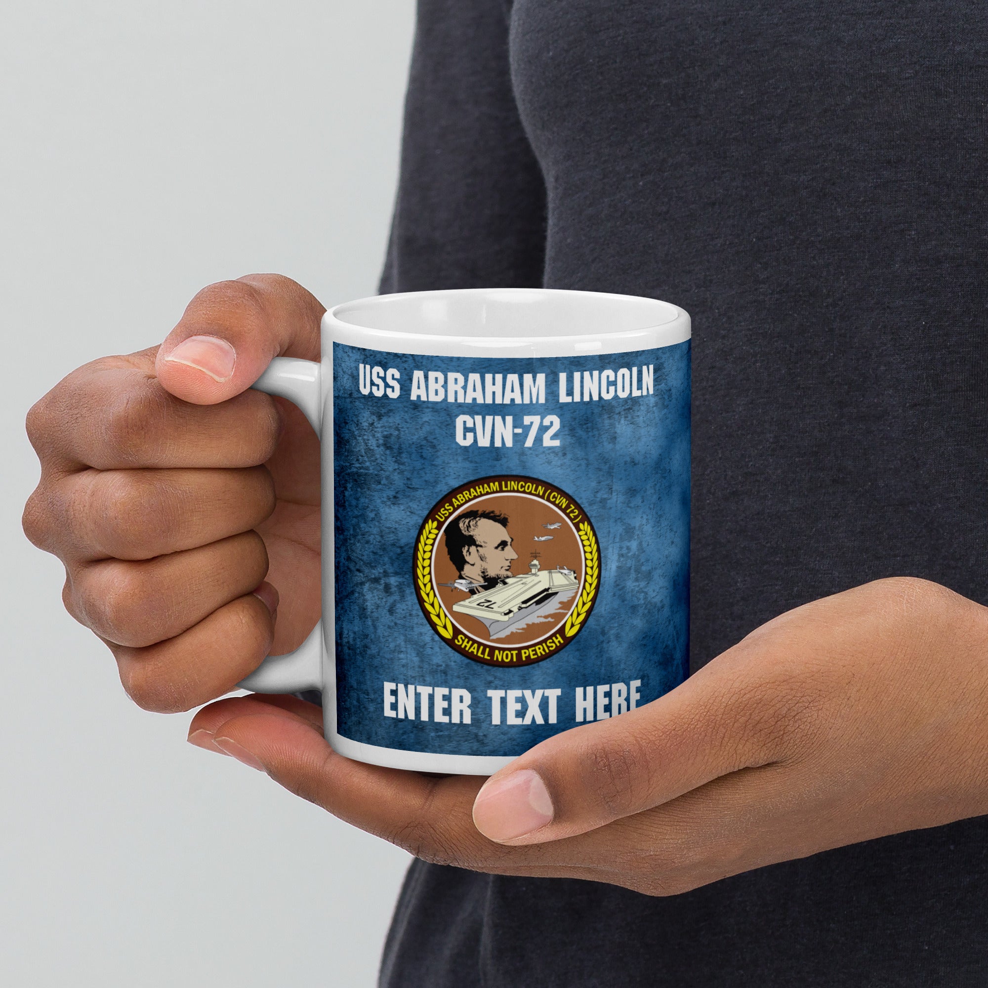 Customizable USS ABRAHAM LINCOLN White glossy mug