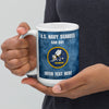 Customizable U.S. Navy SEABEES White glossy mug