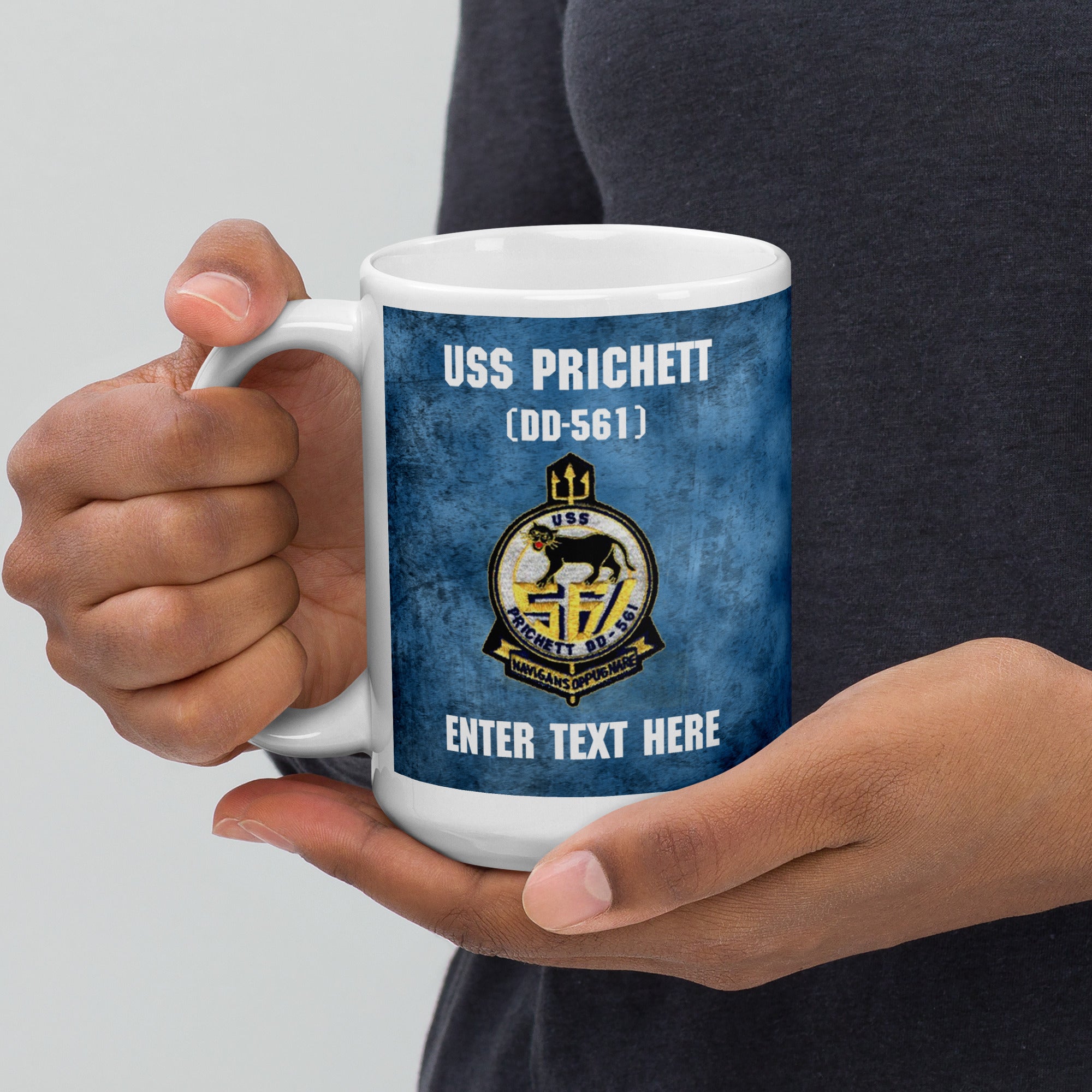 Customizable USS PRICHETT White glossy mug