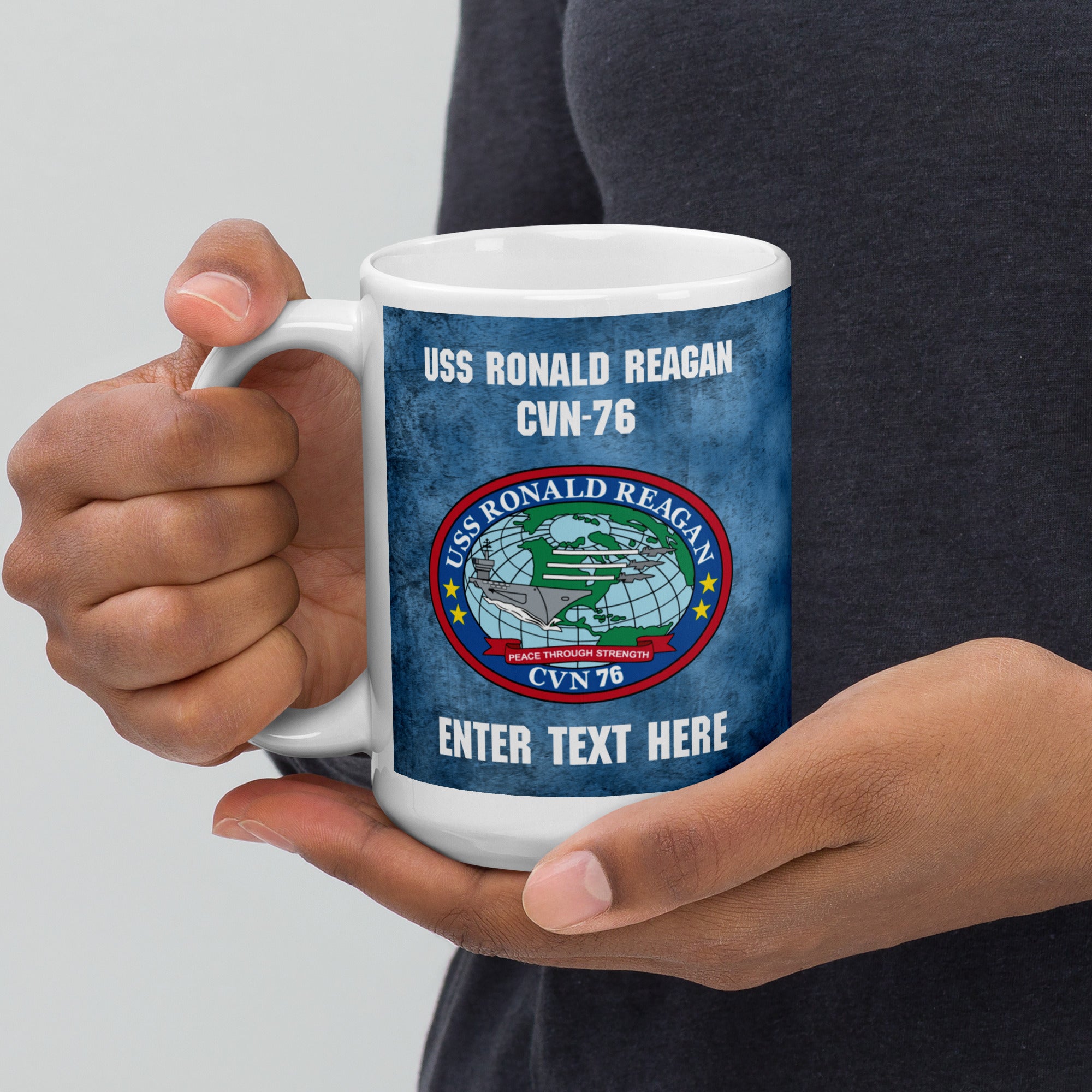 Customizable USS RONALD REAGAN White glossy mug