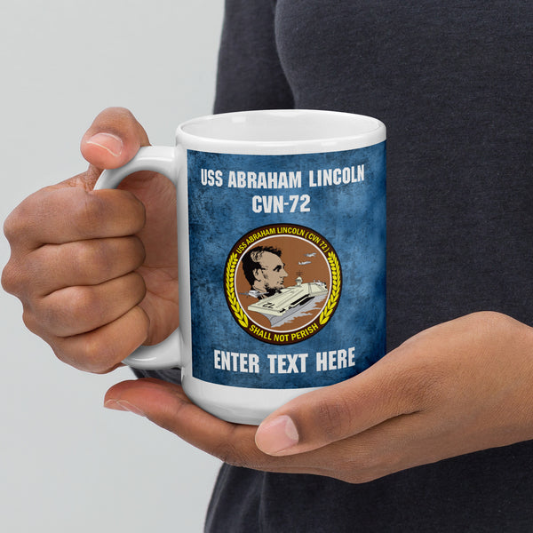 Customizable USS ABRAHAM LINCOLN White glossy mug