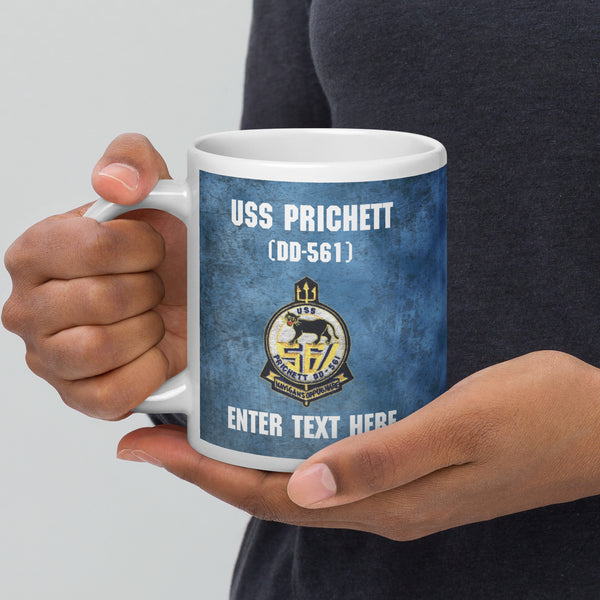 Customizable USS PRICHETT White glossy mug