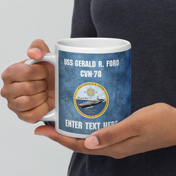 Customizable USS GERALD R. FORD White glossy mug