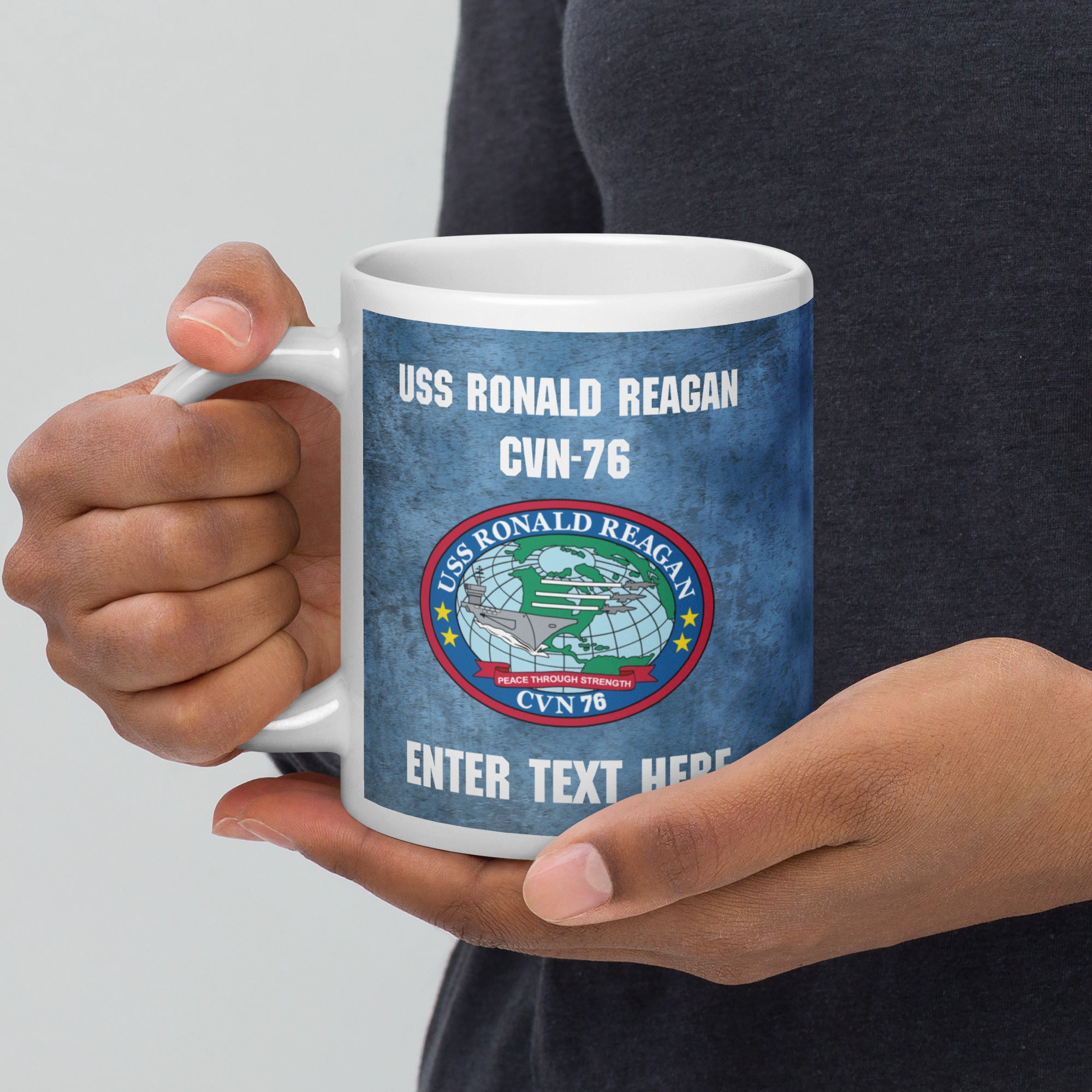 Customizable USS RONALD REAGAN White glossy mug