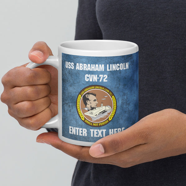 Customizable USS ABRAHAM LINCOLN White glossy mug